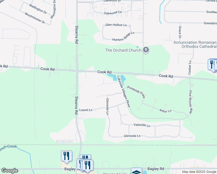 map of restaurants, bars, coffee shops, grocery stores, and more near 27067 Sanctuary Lane in Cuyahoga County