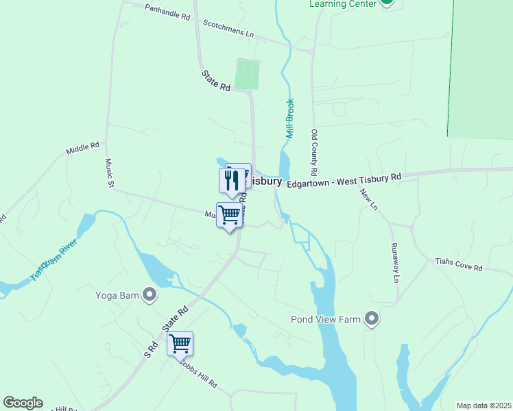 map of restaurants, bars, coffee shops, grocery stores, and more near 1042 State Road in West Tisbury