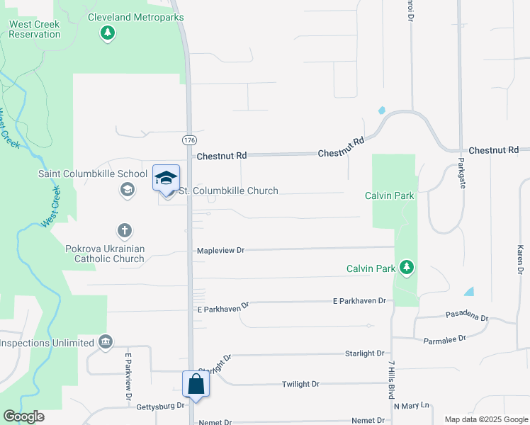 map of restaurants, bars, coffee shops, grocery stores, and more near 623 Scenic Lane in Seven Hills