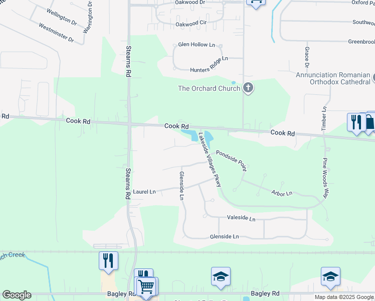 map of restaurants, bars, coffee shops, grocery stores, and more near 27067 Sanctuary Lane in Cuyahoga County