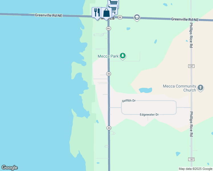 map of restaurants, bars, coffee shops, grocery stores, and more near 6009 Ohio 46 in Cortland