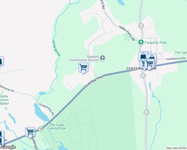 map of restaurants, bars, coffee shops, grocery stores, and more near 40 Daboll Road in Groton