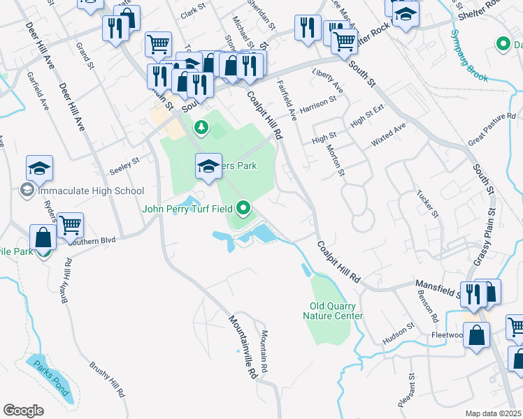 map of restaurants, bars, coffee shops, grocery stores, and more near 77 Memorial Drive in Danbury