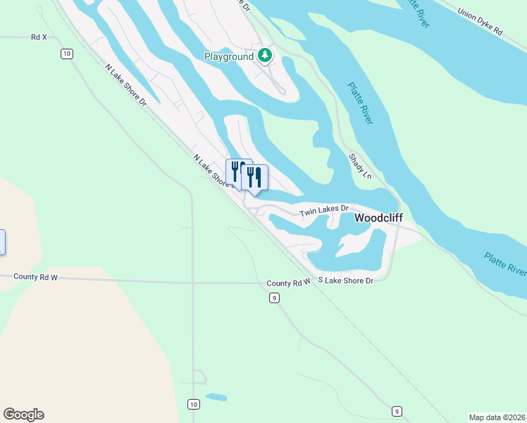 map of restaurants, bars, coffee shops, grocery stores, and more near 980 County Road West in Fremont