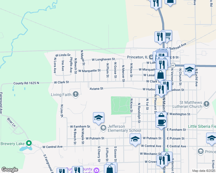 map of restaurants, bars, coffee shops, grocery stores, and more near 703 West Hudson Street in Princeton
