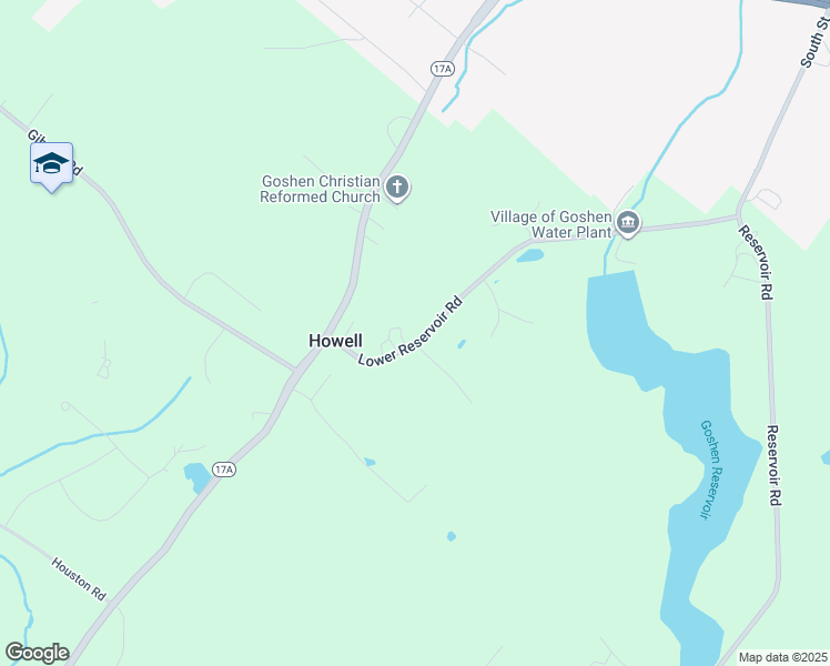 map of restaurants, bars, coffee shops, grocery stores, and more near 13 Lower Reservoir Road in Goshen