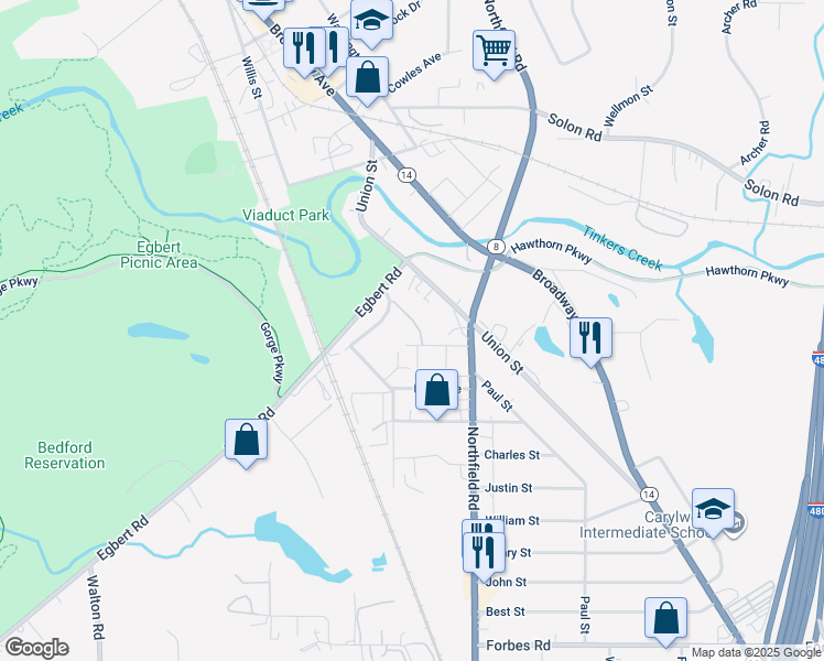 map of restaurants, bars, coffee shops, grocery stores, and more near 200 Dalepark Drive in Bedford