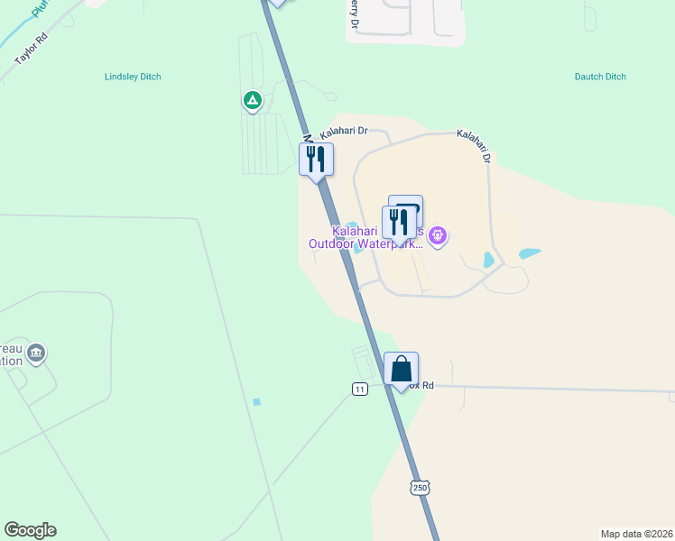 map of restaurants, bars, coffee shops, grocery stores, and more near 7211 Milan Road in Sandusky