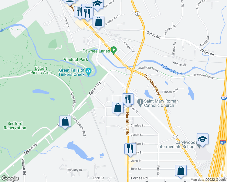 map of restaurants, bars, coffee shops, grocery stores, and more near 211 Dalepark Drive in Bedford