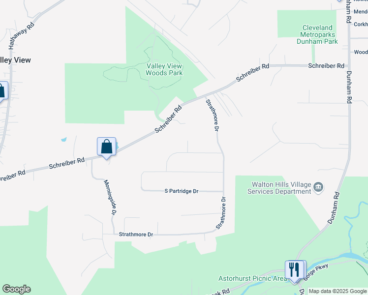 map of restaurants, bars, coffee shops, grocery stores, and more near 13365 Laurel Ln in Valley View