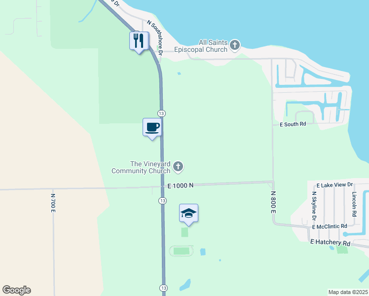 map of restaurants, bars, coffee shops, grocery stores, and more near 10208 Highway 13 in Syracuse
