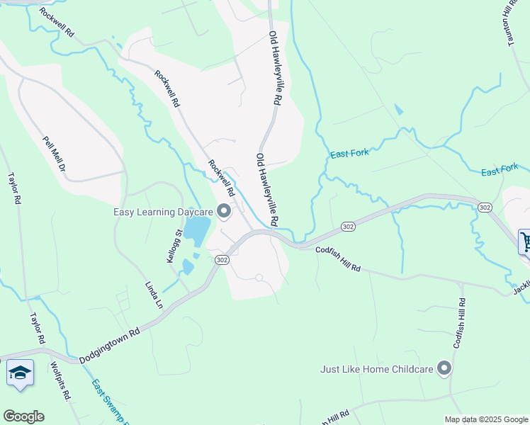 map of restaurants, bars, coffee shops, grocery stores, and more near 4 Old Hawleyville Road in Bethel