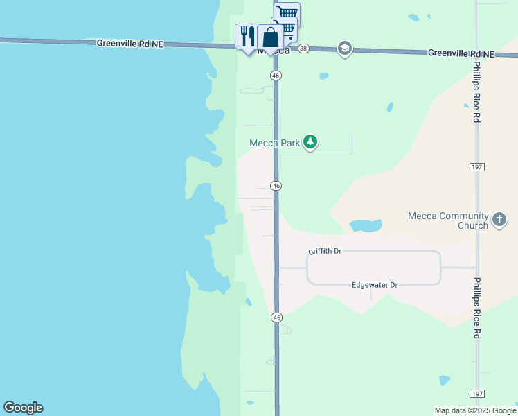 map of restaurants, bars, coffee shops, grocery stores, and more near 6009 Ohio 46 in Cortland