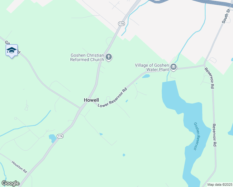 map of restaurants, bars, coffee shops, grocery stores, and more near 13 Lower Reservoir Road in Goshen