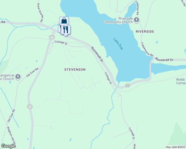 map of restaurants, bars, coffee shops, grocery stores, and more near 58 Pachaug Trail in Monroe