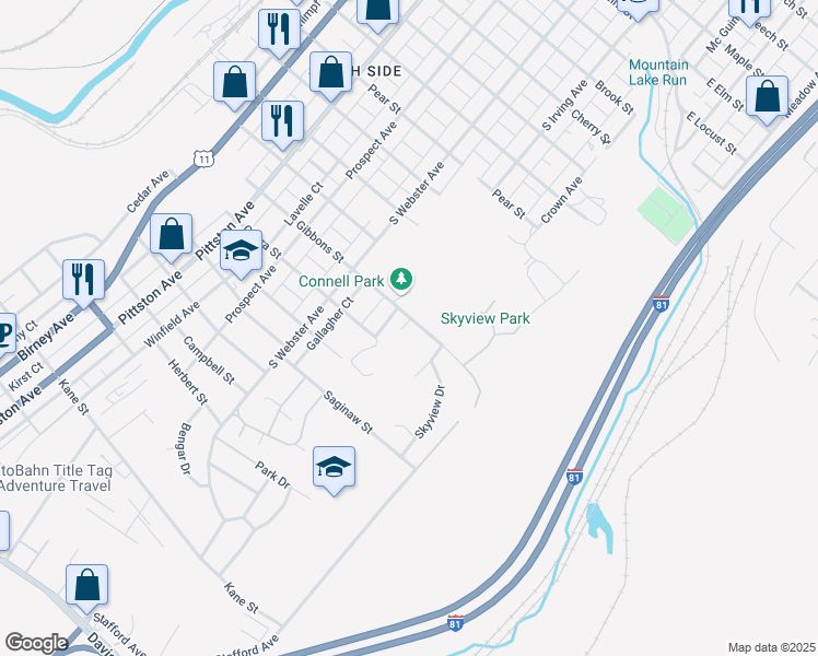 map of restaurants, bars, coffee shops, grocery stores, and more near 816 Gibbons Street in Scranton