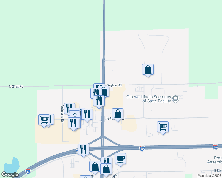 map of restaurants, bars, coffee shops, grocery stores, and more near 4140 Columbus Street in Ottawa