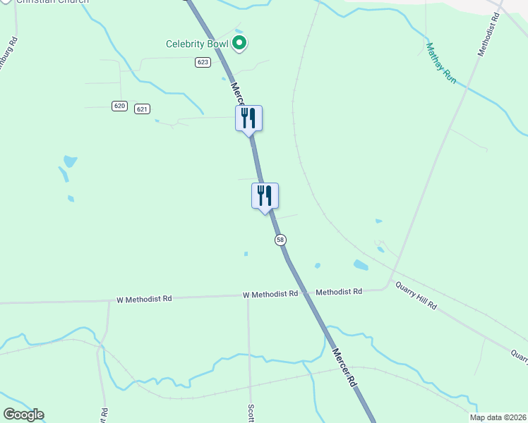 map of restaurants, bars, coffee shops, grocery stores, and more near 399 Mercer Road in Greenville