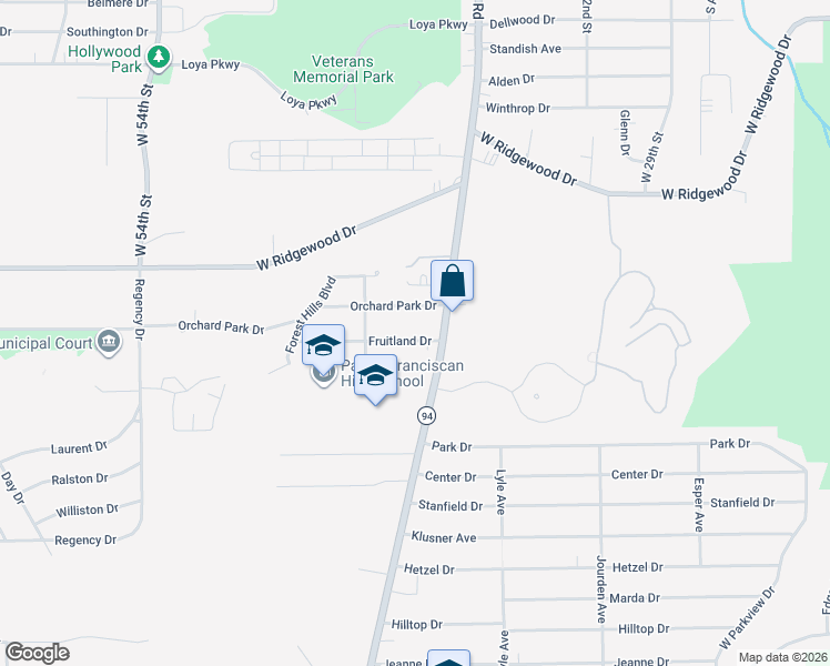 map of restaurants, bars, coffee shops, grocery stores, and more near 4012 Fruitland Drive in Parma