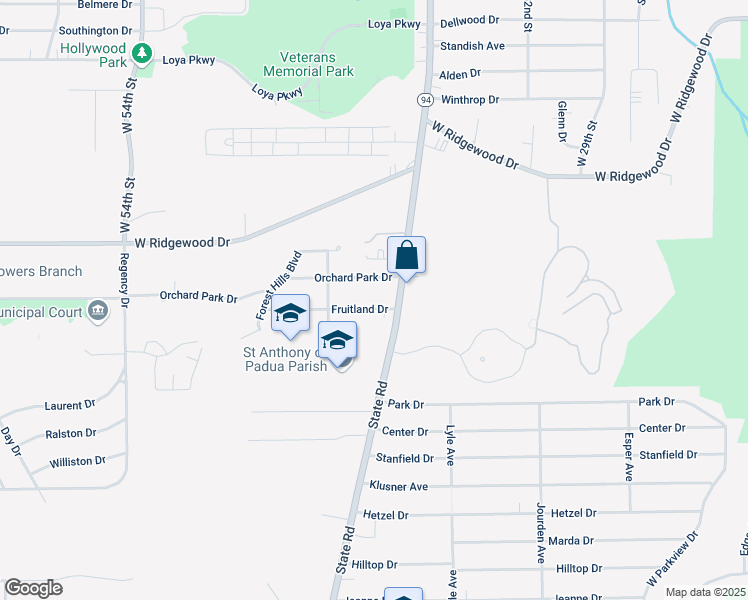 map of restaurants, bars, coffee shops, grocery stores, and more near 6728 State Road in Parma