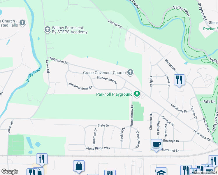 map of restaurants, bars, coffee shops, grocery stores, and more near 138 Sandstone Ridge Way in Berea