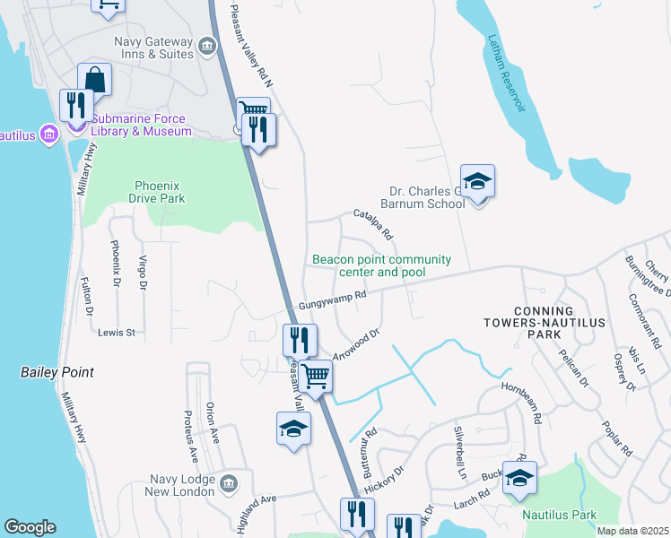 map of restaurants, bars, coffee shops, grocery stores, and more near 1 Greenwood Street in Groton