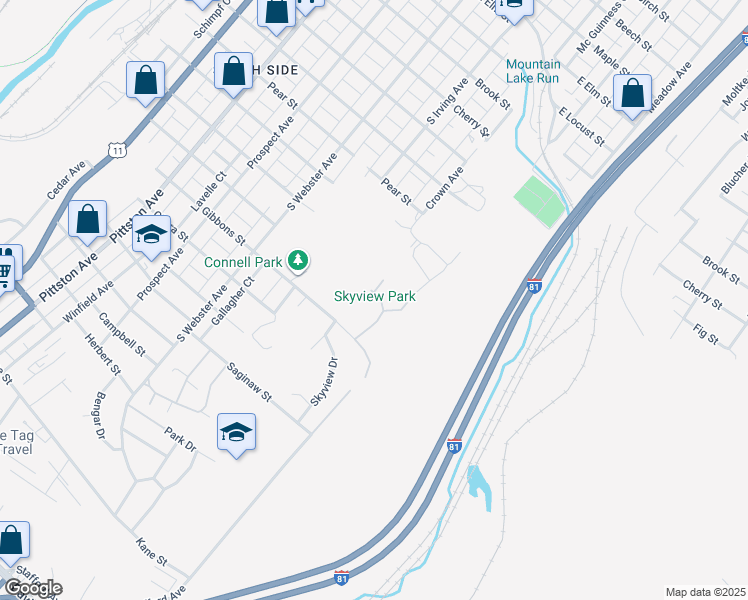 map of restaurants, bars, coffee shops, grocery stores, and more near 43 Crown Circle Drive in Scranton