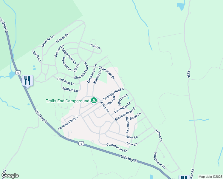 map of restaurants, bars, coffee shops, grocery stores, and more near 190 Shohola Parkway South in Shohola