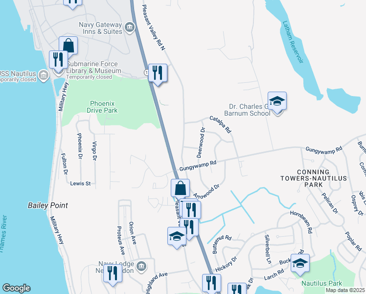 map of restaurants, bars, coffee shops, grocery stores, and more near 1 Greenwood Street in Groton