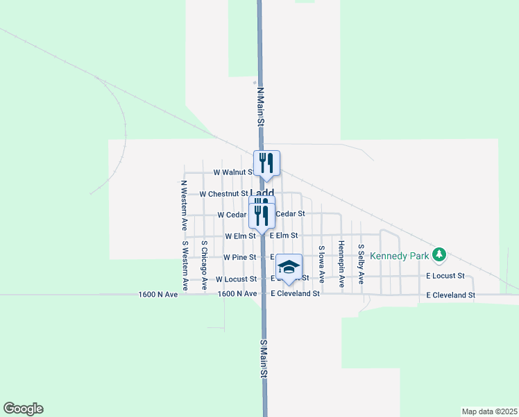 map of restaurants, bars, coffee shops, grocery stores, and more near 199 West Chestnut Street in Ladd