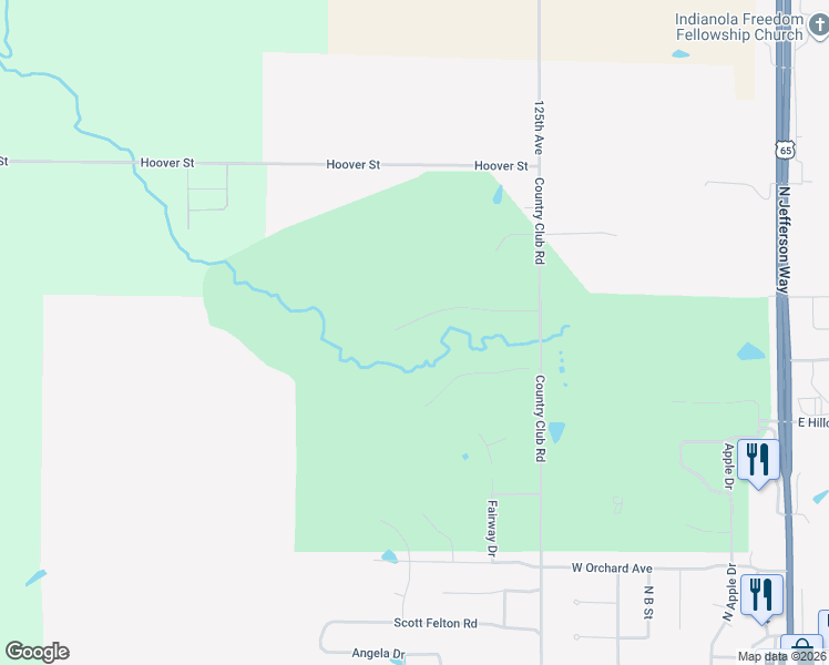 map of restaurants, bars, coffee shops, grocery stores, and more near 899 Trail Ridge Avenue in Indianola