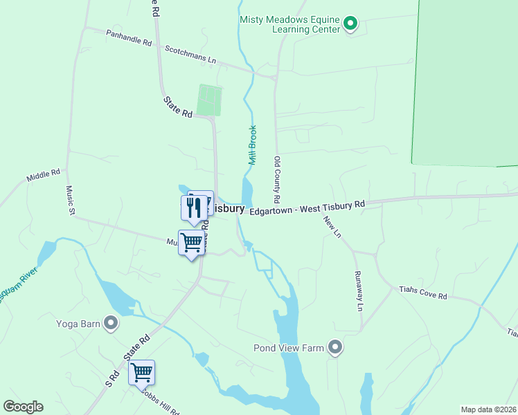 map of restaurants, bars, coffee shops, grocery stores, and more near 681 Edgartown Road in West Tisbury