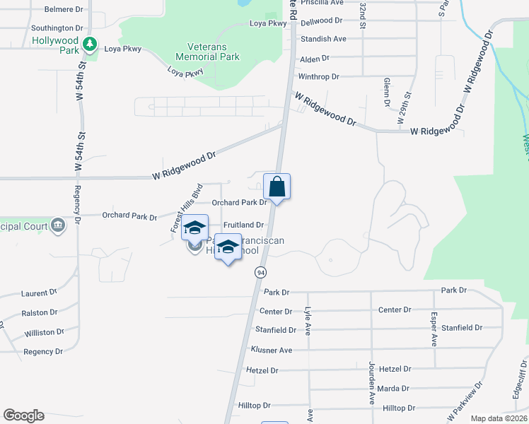 map of restaurants, bars, coffee shops, grocery stores, and more near 4000 Orchard Park Drive in Parma