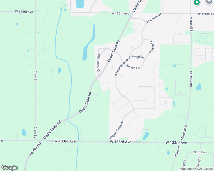 map of restaurants, bars, coffee shops, grocery stores, and more near 3801-3999 West 129th Court in Crown Point