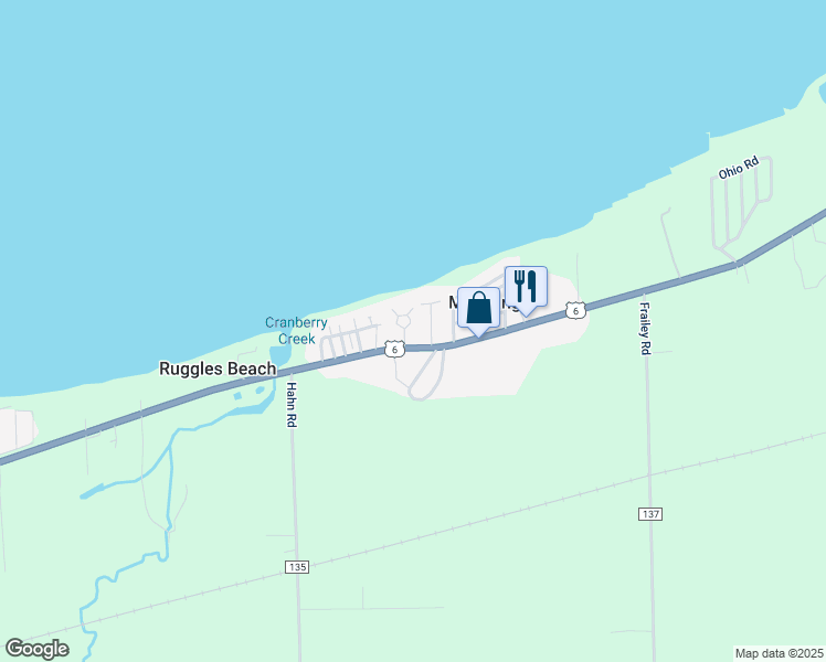 map of restaurants, bars, coffee shops, grocery stores, and more near 1009 Lakeview Road in Huron