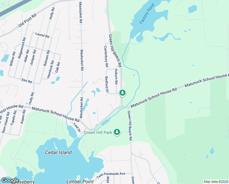 map of restaurants, bars, coffee shops, grocery stores, and more near 95 Auburn Road in South Kingstown