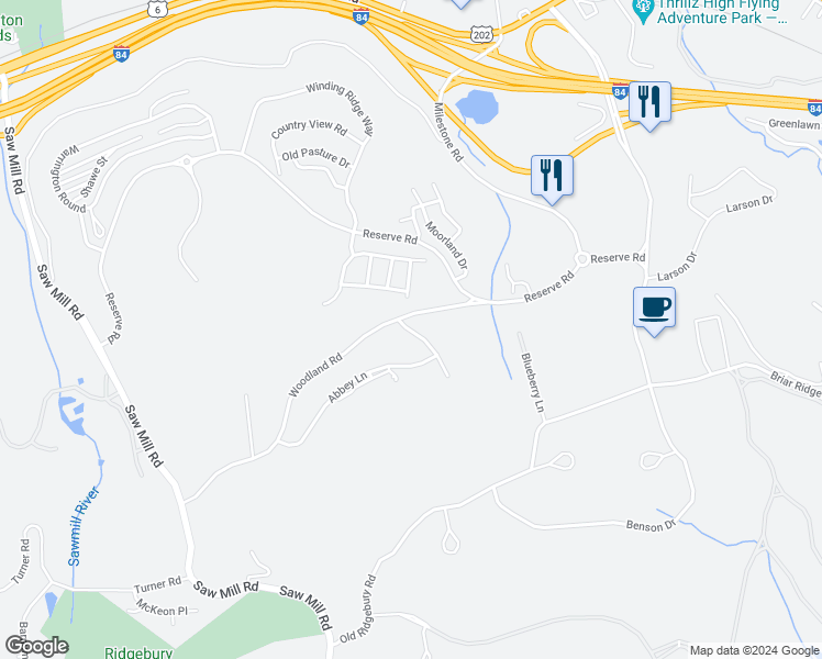 map of restaurants, bars, coffee shops, grocery stores, and more near 111 Brentwood Circle in Danbury