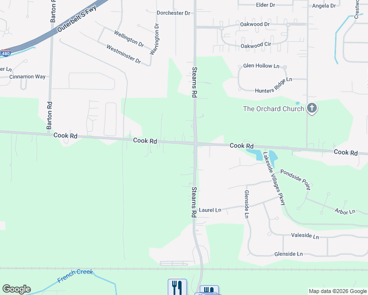 map of restaurants, bars, coffee shops, grocery stores, and more near 27127 Cook Road in Cuyahoga County