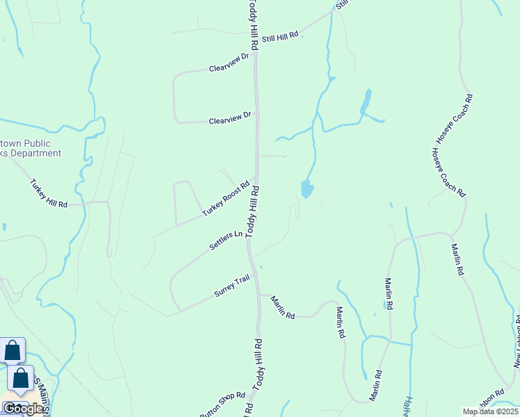 map of restaurants, bars, coffee shops, grocery stores, and more near 127 Toddy Hill Road in Newtown