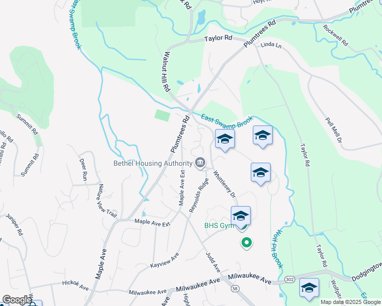 map of restaurants, bars, coffee shops, grocery stores, and more near 40 Whittlesey Drive in Bethel