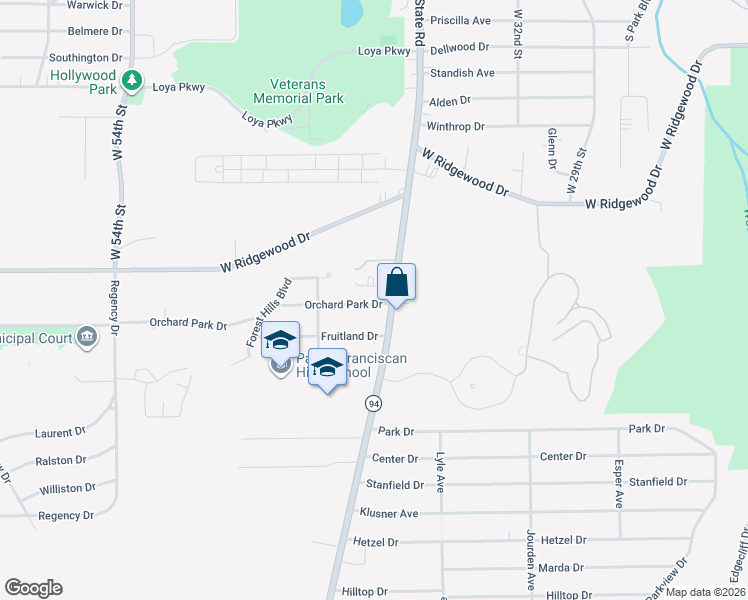 map of restaurants, bars, coffee shops, grocery stores, and more near 4000 Orchard Park Dr in Parma