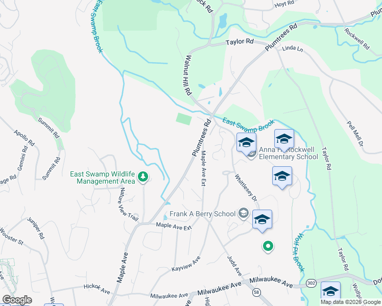 map of restaurants, bars, coffee shops, grocery stores, and more near 45 Plumtrees Road in Bethel