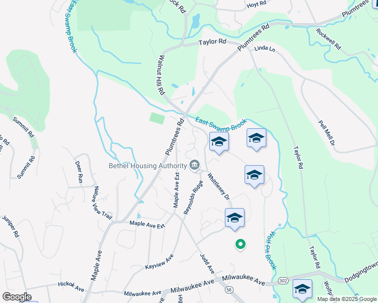 map of restaurants, bars, coffee shops, grocery stores, and more near 43 Whittlesey Drive in Bethel