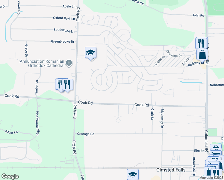 map of restaurants, bars, coffee shops, grocery stores, and more near 26 Piccolo Place in Cuyahoga County
