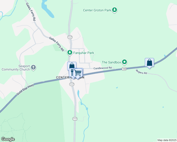 map of restaurants, bars, coffee shops, grocery stores, and more near 1360 Gold Star Highway in Groton