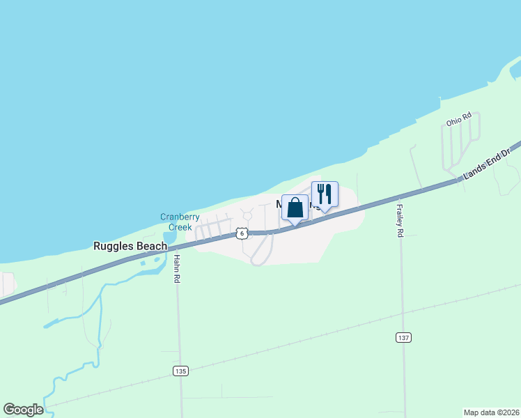 map of restaurants, bars, coffee shops, grocery stores, and more near 1009 Lakeview Road in Huron