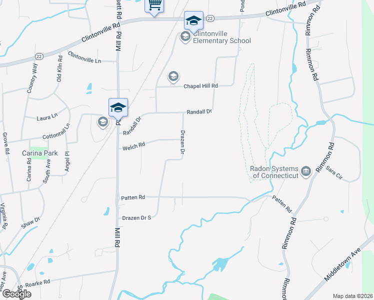 map of restaurants, bars, coffee shops, grocery stores, and more near 52 Drazen Drive in North Haven