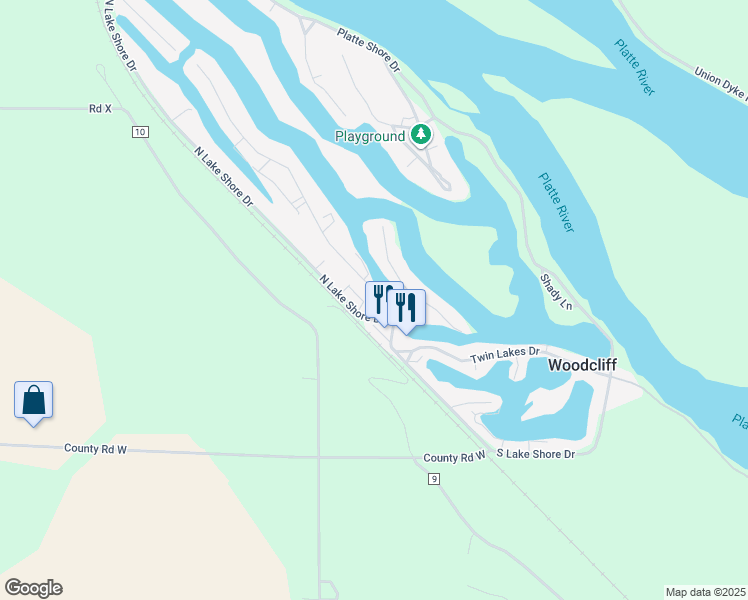 map of restaurants, bars, coffee shops, grocery stores, and more near 980 County Road West in Fremont