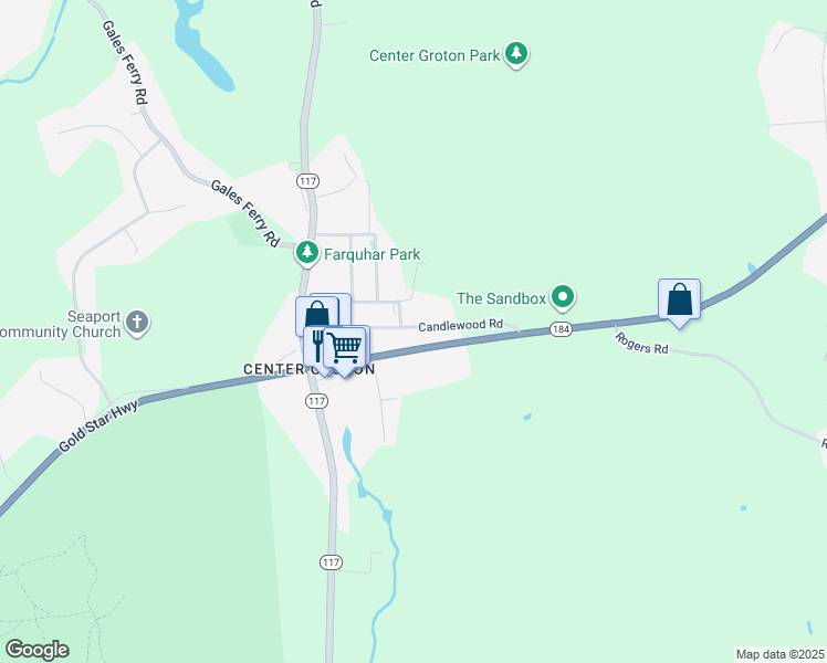map of restaurants, bars, coffee shops, grocery stores, and more near 1360 Gold Star Highway in Groton