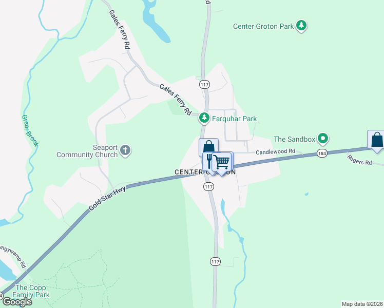 map of restaurants, bars, coffee shops, grocery stores, and more near 1176 North Road in Groton